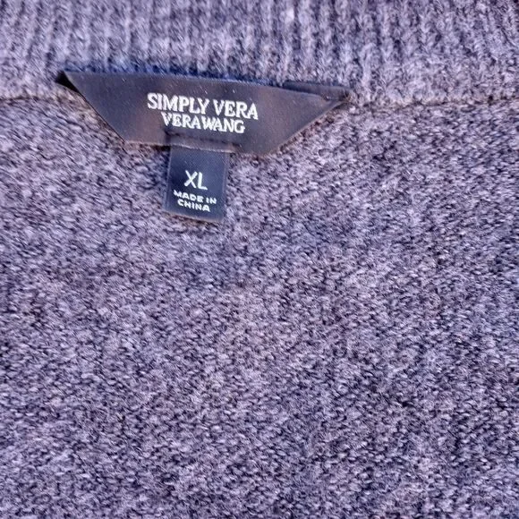 Simply Vera Wang XL Knit Longsleeves Gray Women's Sweater - Picture 2 of 7